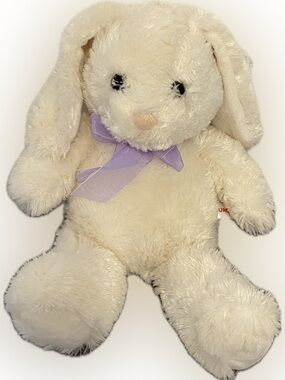 Cream Plush Bunny with Lavender Bow